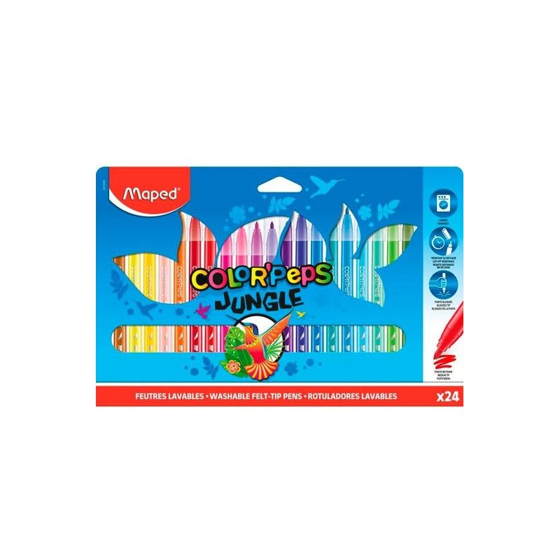 MAPED ROTULADORES COLOR´PEPS JUNGLE 2.0 ESTUCHE DE 24 C/SURTIDOS