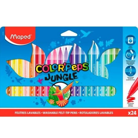 MAPED ROTULADORES COLOR´PEPS JUNGLE 2.0 ESTUCHE DE 24 C/SURTIDOS