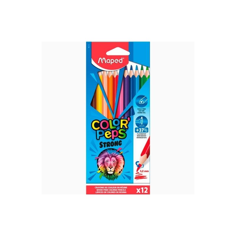 MAPED LÁPICES DE COLORES COLOR´PEPS STRONG C/SURTIDOS ESTUCHE 12 UD