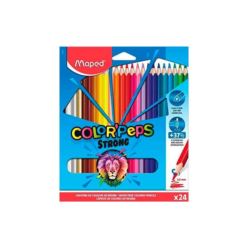 MAPED LÁPICES DE COLORES COLOR´PEPS STRONG C/SURTIDOS ESTUCHE 24 UD