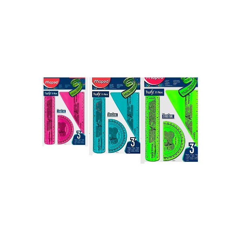MAPED REGLAS TWIST´N FLEX ORIGINAL 15CM C/SURTIDOS KIT 3 PIEZAS