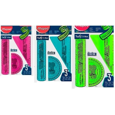 MAPED REGLAS TWIST´N FLEX ORIGINAL 15CM C/SURTIDOS KIT 3 PIEZAS
