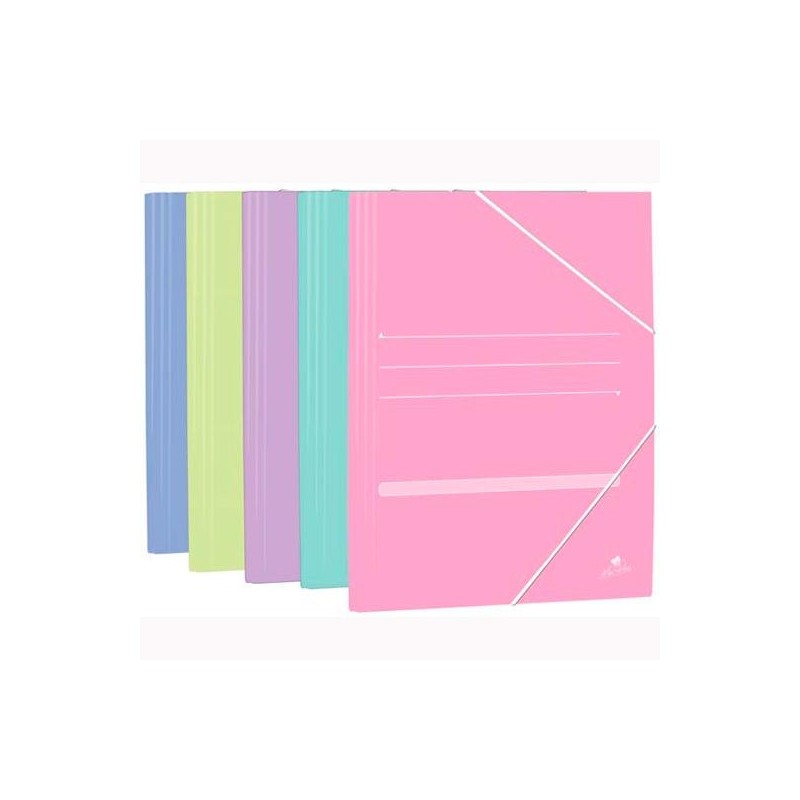 MARIOLA CARPETA CON GOMAS 3 SOLAPAS FOLIO CARTÓN MATE 500GR C/SURTIDOS PASTEL