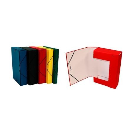 MARIOLA CAJA DE PROYECTOS CARTÓN FORRADO GELTEX ARMADA CIERRE GOMA Y LOMO DE 5CM ROJO