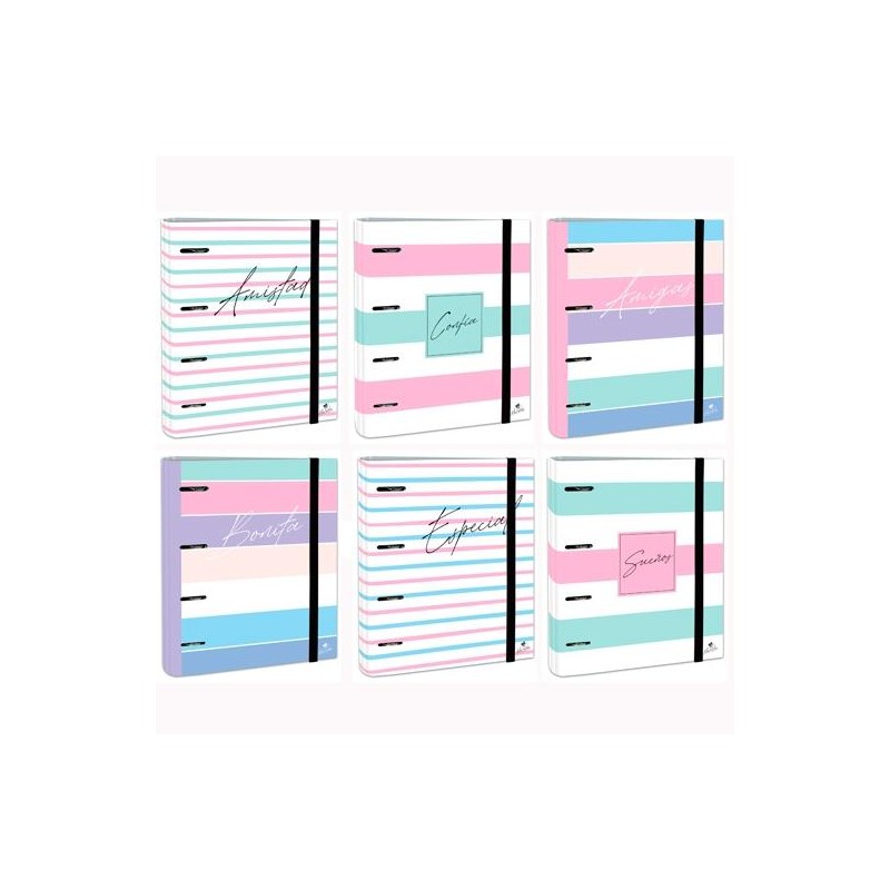 MARIOLA CARPETA ANILLAS MIXTAS 4X40MM CARPEBLOCK C/RECAMBIO 100H C/GOMA CARTÓN FORRADO DISEÑOS SURTIDOS