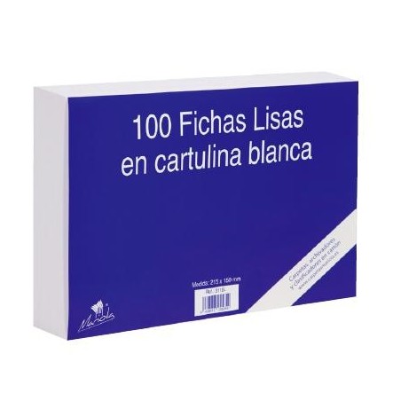 MARIOLA FICHA LISA 125X75MM CARTULINA 180GR BLANCO PAQUETE DE 100