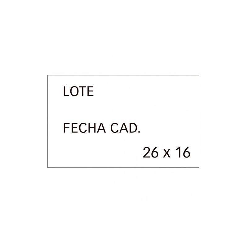 APLI ETIQUETAS PARA ETIQUETADORA DE PRECIOS IMPRESAS 'LOTE' + 'FECHA CAD' 26X16MM 6 ROLLOS DE 1000 BLANCO
