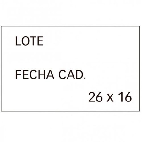 APLI ETIQUETAS PARA ETIQUETADORA DE PRECIOS IMPRESAS 'LOTE' + 'FECHA CAD' 26X16MM 6 ROLLOS DE 1000 BLANCO