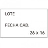 APLI ETIQUETAS PARA ETIQUETADORA DE PRECIOS IMPRESAS 'LOTE' + 'FECHA CAD' 26X16MM 6 ROLLOS DE 1000 BLANCO