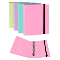 MARIOLA CARPETA ANILLAS MIXTAS 4X25MM C/GOMA FOLIO CARTÓN FORRADO C/SURTIDOS PASTEL