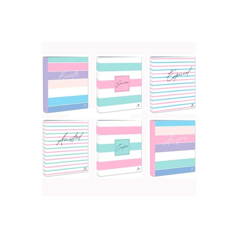 MARIOLA CARPETA 4 ANILLAS MIXTAS 40MM CARTÓN FORRADO PLASTIFICADO DISEÑOS SURTIDOS