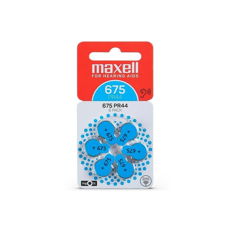 MAXELL BATERIAS DE AIRE DE ZINC 1,45V - PR44 675 PACK 6 UD