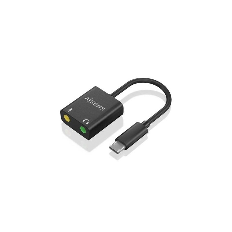 AISENS CONVERSOR USB-C A JACK 3.5 AUDIO 48KHZ, USB-C/M-2XJACK 3.5/H, NEGRO 10CM