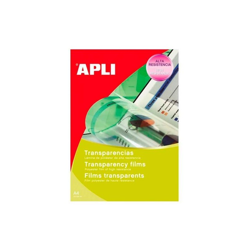 APLI PACK 10 HOJAS TRANSPARENCIAS AUTOADHESIVAS A4 SIN BANDA PARA INKJET