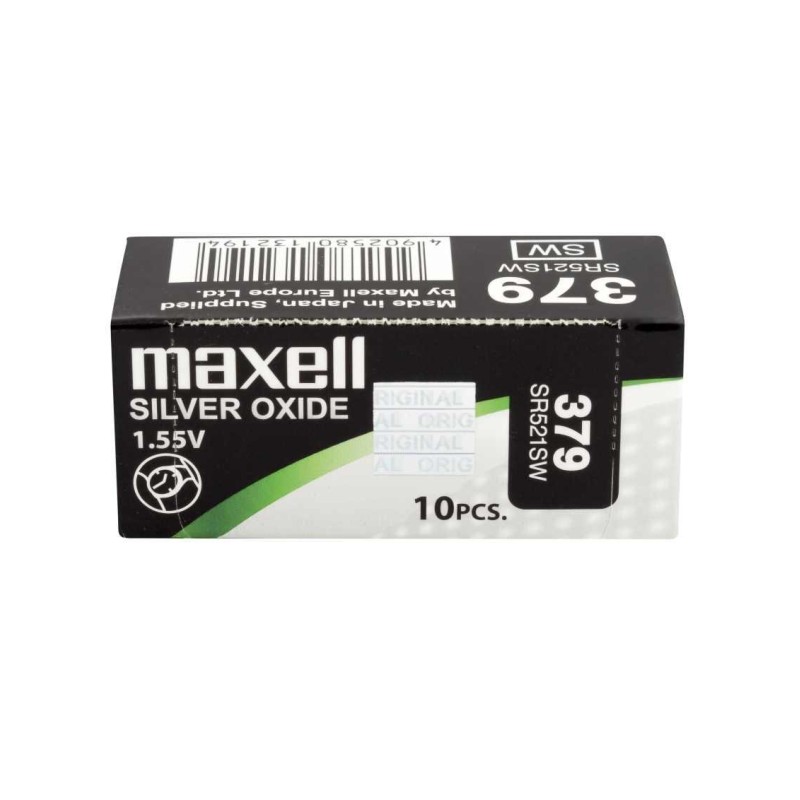 MAXELL MICRO PILAS PLANAS ÓXIDO DE PLATA 1,55V - SR521SW 379 CAJA 10U