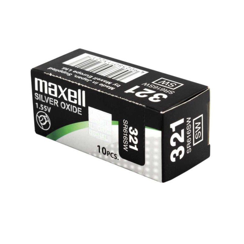 MAXELL MICRO PILAS PLANAS ÓXIDO DE PLATA 1,55V - SR616SW 321 CAJA 10U