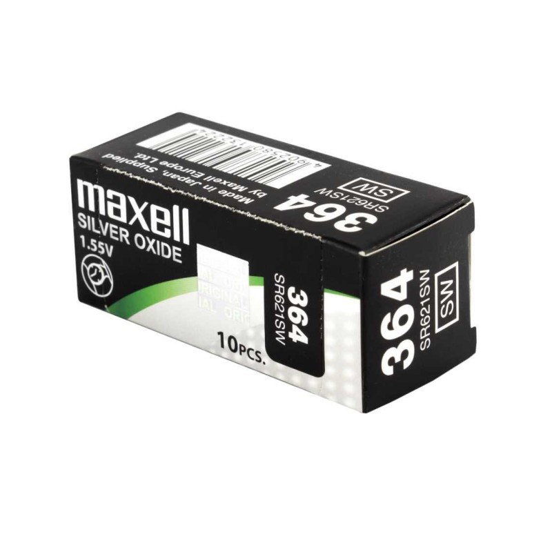 MAXELL MICRO PILAS PLANAS ÓXIDO DE PLATA 1,55V - SR621SW 364 CAJA 10U
