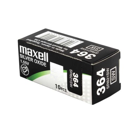 MAXELL MICRO PILAS PLANAS ÓXIDO DE PLATA 1,55V - SR621SW 364 CAJA 10U
