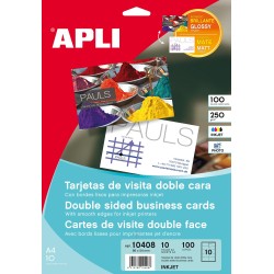 APLI TARJETAS VISITA DOBLE CARA BLANCO PARA INKJET, LÁSER Y FOTOCOPIADORAS / 210 X 297MM / MICROPERFORADO 250GR 10 HOJAS