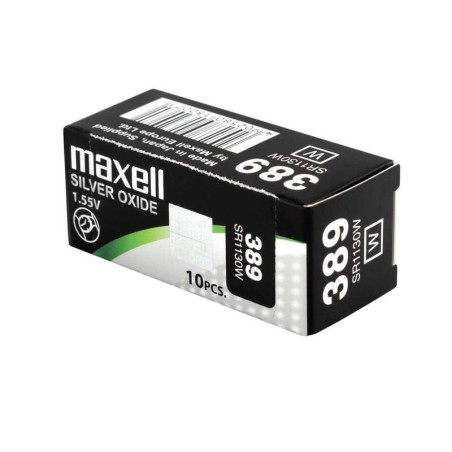MAXELL MICRO PILAS PLANAS ÓXIDO DE PLATA 1,55V - SR1130W 389 CAJA DE 10 UNIDADES
