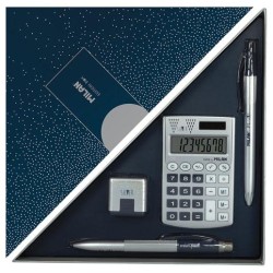 MILAN EDITION BOX SET DE ESCRITORIO SILVER AZUL MARINO