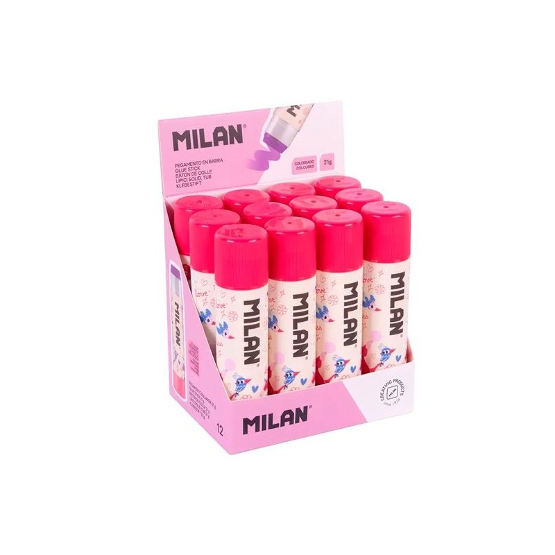 MILAN PEGAMENTO VIOLETA EN BARRA 21GR SERIE ESPECIAL FLOWICORN CAJA EXPOSITORA 12 UD