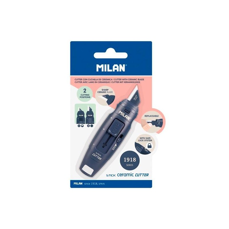 MILAN CUTTER HOJA CERÁMICA STICK SERIE 1918 BLÍSTER AZUL MARINO