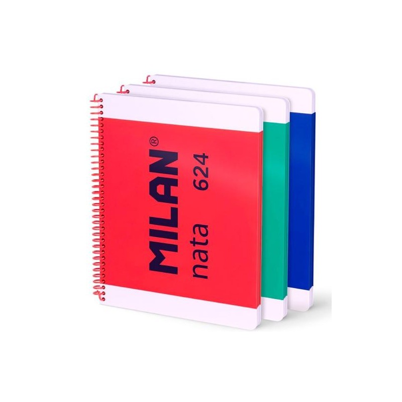 MILAN CUADERNO ESPIRAL A4 80H 95GR PAUTADO 7MM TAPA DURA COLECCIÓN NATA® 624 SINCE 1918 SURTIDO PACK 3 UD