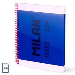 MILAN CUADERNO ESPIRAL A4 80H 95GR 5X5MM TAPA DURA COLECCIÓN NATA® 624 SINCE 1918 AZUL
