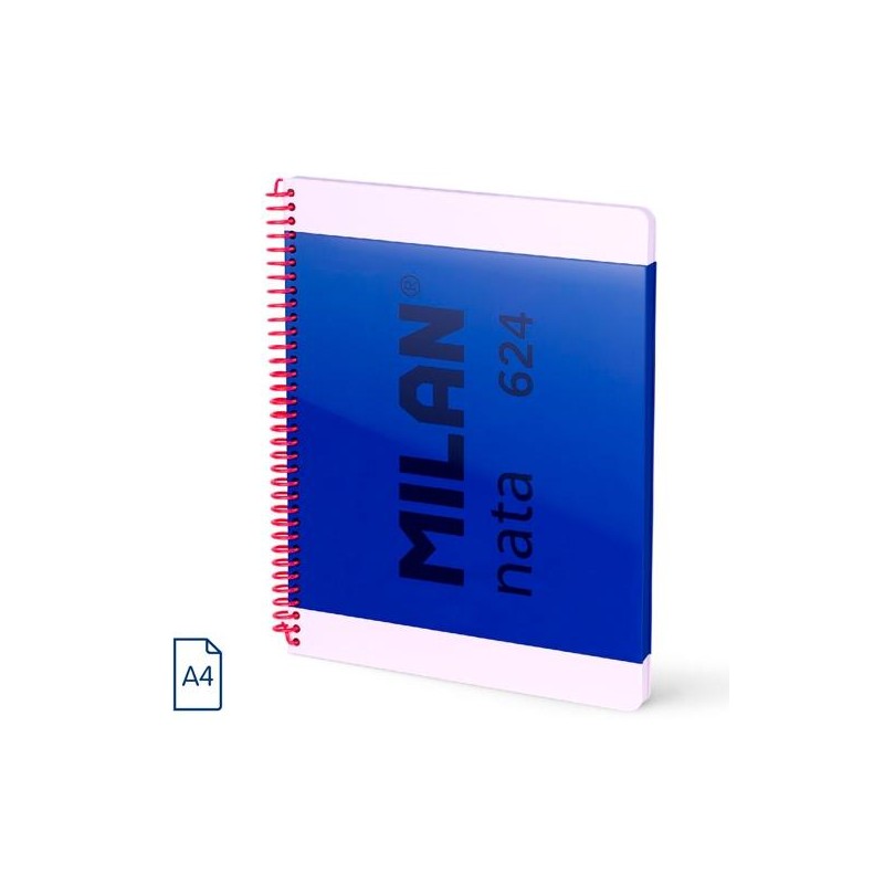 MILAN CUADERNO ESPIRAL A4 80H 95GR 5X5MM TAPA DURA COLECCIÓN NATA® 624 SINCE 1918 AZUL