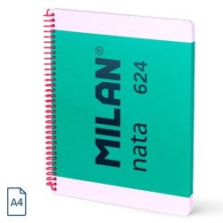 MILAN CUADERNO ESPIRAL A4 80H 95GR 5X5MM TAPA DURA COLECCIÓN NATA® 624 SINCE 1918 VERDE