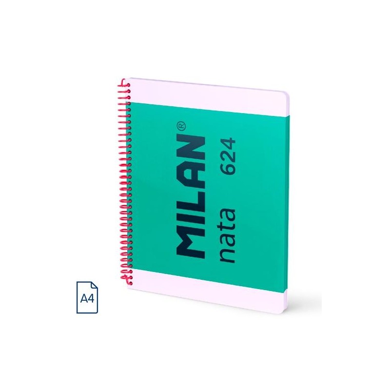 MILAN CUADERNO ESPIRAL A4 80H 95GR 5X5MM TAPA DURA COLECCIÓN NATA® 624 SINCE 1918 VERDE