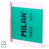 MILAN CUADERNO ESPIRAL A4 80H 95GR 5X5MM TAPA DURA COLECCIÓN NATA® 624 SINCE 1918 VERDE