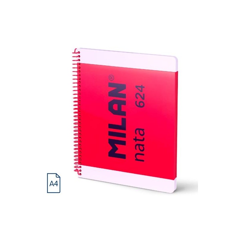 MILAN CUADERNO ESPIRAL A4 80H 95GR 5X5MM TAPA DURA COLECCIÓN NATA® 624 SINCE 1918 ROSA