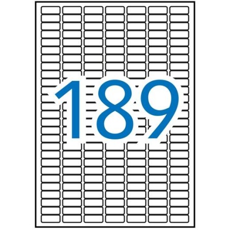 APLI ETIQUETAS ADHESIVAS 25,4X10,0MM INKJET/LÁSER C/ROMOS 189 X 20H BLANCO OPACO