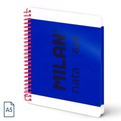MILAN CUADERNO ESPIRAL A5 80H 95GR 5X5MM TAPA DURA COLECCIÓN NATA® 624 SINCE 1918 AZUL