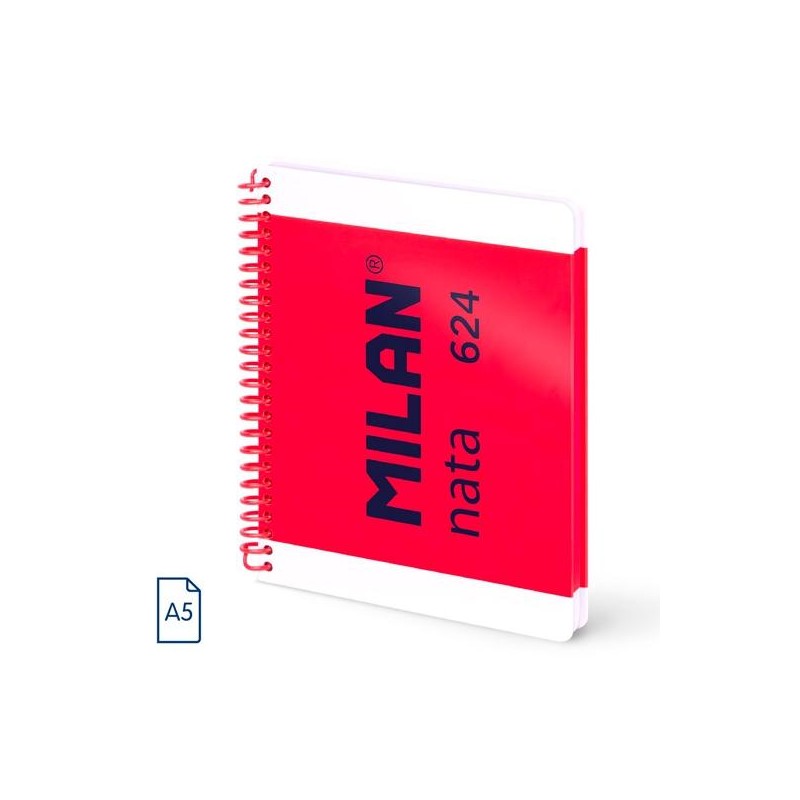 MILAN CUADERNO ESPIRAL A5 80H 95GR 5X5MM TAPA DURA COLECCIÓN NATA® 624 SINCE 1918 ROSA