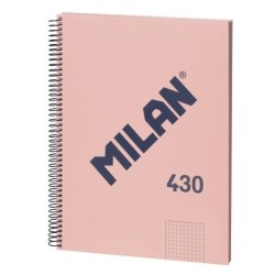 MILAN CUADERNO CON ESPIRAL A4 80H 95GR PAUTADO 1 LÍNEA 7MM TAPA DURA SERIE 430 SINCE 1918 ROSA
