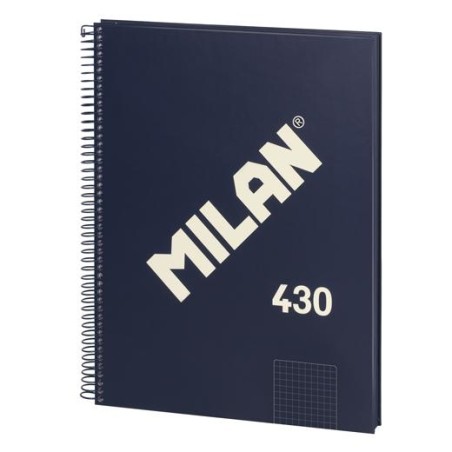MILAN CUADERNO CON ESPIRAL A4 80H 95GR CUADRICULA 5X5MM TAPA DURA SERIE 430 SINCE 1918 AZUL