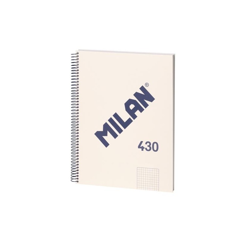 MILAN CUADERNO CON ESPIRAL A4 80H 95GR CUADRICULADO 5X5MM TAQPA DURA SERIE 430 SINCE 1918 BEIGE