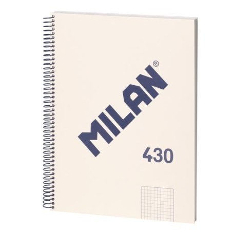 MILAN CUADERNO CON ESPIRAL A4 80H 95GR CUADRICULADO 5X5MM TAQPA DURA SERIE 430 SINCE 1918 BEIGE
