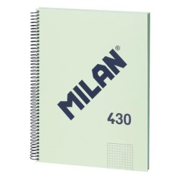 MILAN CUADERNO CON ESPIRAL A4 80H PAPEL 95GR CUADRICULADO 5X5MM TAPA DURA SERIE 430 SINCE 1918 VERDE