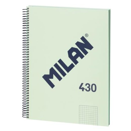 MILAN CUADERNO CON ESPIRAL A4 80H PAPEL 95GR CUADRICULADO 5X5MM TAPA DURA SERIE 430 SINCE 1918 VERDE