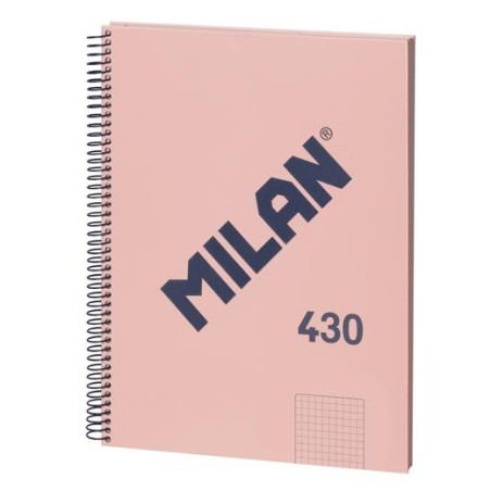 MILAN CUADERNO CON ESPIRAL A4 80H 95GR CUADRICULADO 5X5MM TAPA DURA SERIE 430 SINCE 1918 ROSA