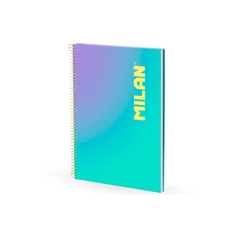 MILAN CUADERNO ESPIRAL A4 90H 95GR CUADRÍCULA 5X5 TAPA DURA COLECCIÓN SUNSET TURQUESA