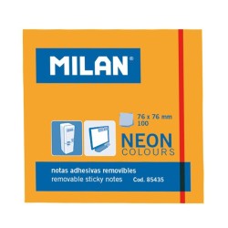 MILAN BLOC NOTAS ADHESIVAS REMOVIBLES 100H 76X76 NARANJA FLUORESCENTE