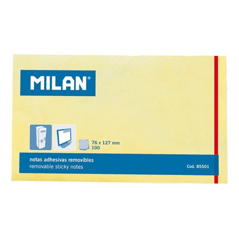 MILAN BLOC NOTAS ADHESIVAS REMOVIBLES 100H 127X76 AMARILLO CLARO