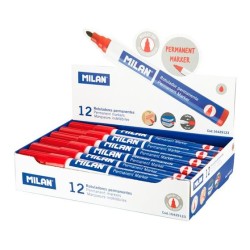 MILAN ROTULADOR PERMANENTE PUNTA REDONDA Ø4MM ROJO CAJA 12 UD