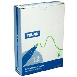 MILAN ROTULADOR PERMANENTE PUNTA REDONDA Ø4MM VERDE CAJA 12 UD