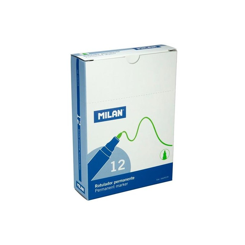 MILAN ROTULADOR PERMANENTE PUNTA REDONDA Ø4MM VERDE CAJA 12 UD
